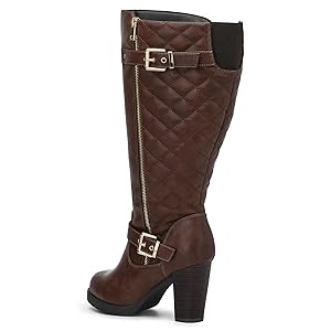   レディースM size Amazon.com | mysoft Women's Knee High Boots Side Zipper Lug